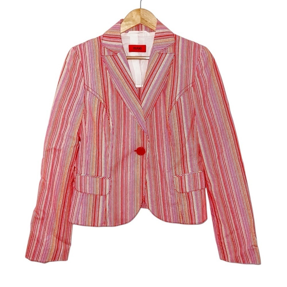 Vintage Y2K Hugo Boss Tailored Striped Blazer Pink